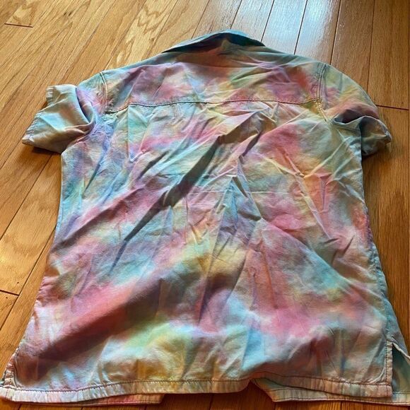 NWOT BP Women's muticolor tie dye collar button down cotton blend shirt sz small - Picture 3 of 8